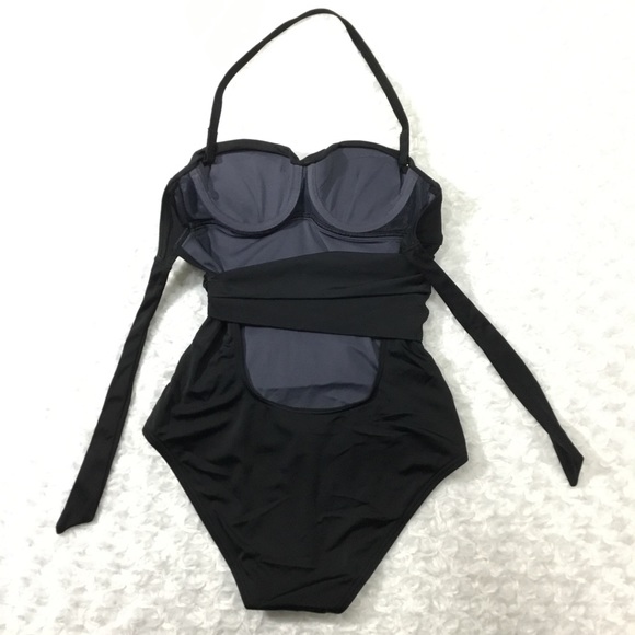 Victoria’s Secret Twist Bandeau Tie Back Retro One-piece Swimsuit Black 32A - Picture 11 of 16